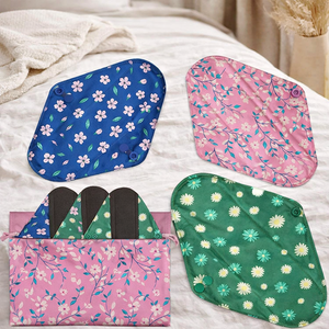 Custom Reusable Bamboo Charcoal Cloth Menstrual <b>Pads</b> Set with <b>Waterproof</b> Storage Pouch Washable Sanitary <b>Pad</b> Kit - Product Image 1