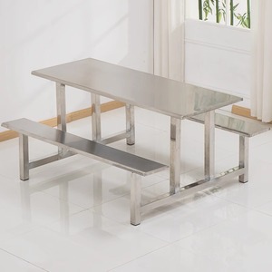 Juego de Mesa de Comedor de Acero Inoxidable, Rectangular, Resistente, para Uso en Restaurantes, Muebles Combinados para Cantina Escolar o de Fábrica - Product Image 2