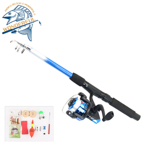 12pcs 1.8m <strong>Best</strong> Travel Portable Light Soft Fiberglass Spinning Telescopic Fishing <strong>Rod</strong> Set With Spinning <strong>Reel</strong>