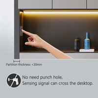 Éclairage LED intelligent pour armoire avec variateur tactile 12V/24V, capteur de mouvement manuel avec fonction mémoire pour installation dissimulée
