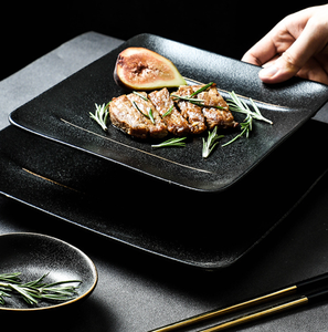 Ensemble de vaisselle en porcelaine écologique personnalisé, noir mat, texture premium, vaisselle fine personnalisée pour les hôtels - Product Image 2