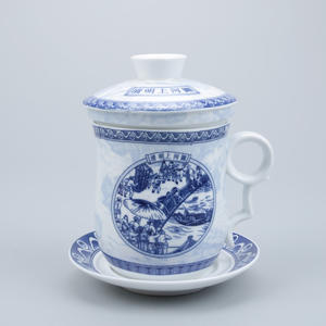 Vintage <span class=keywords><strong>Jingdezhen</strong></span> Style Pastell Office <span class=keywords><strong>Cup</strong></span> Chinesische Retro Porzellan Tee becher mit Deckel Filter Keramik Kaffee Untertassen Set - Product Image 4
