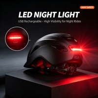 Nouveau casque de vélo électrique avec lumière LED nocturne et lampe torche d'avertissement, casque de sécurité pour vélos électriques et cyclistes