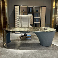 Meubles italiens de luxe en marbre Bureau de direction moderne en cuir microfibre pour le bureau Mobilier de bureau haut de gamme
