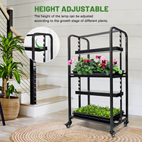 Étagère de culture pour plantes d'intérieur à double niveau, supports verticaux commerciaux, barre lumineuse LED de 4 pieds, réglable, en fer, mobile