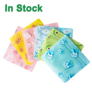 RTS Pre印刷Various Design 3 Side Seal Flat Ziplock Square 10 × 10 13 × 13 Cute Plastic Small Little Mini Pouch Bag Packet