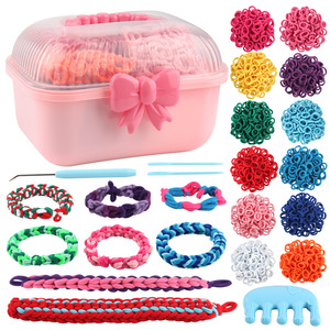 Kit de tricot circulaire avec boucles <span class=keywords><strong>élastique</strong></span>s <span class=keywords><strong>pour</strong></span> enfants, boucles en tissu <span class=keywords><strong>pour</strong></span> <span class=keywords><strong>bracelet</strong></span> DIY et jouet de tissage éléphant, cadeau d'anniversaire <span class=keywords><strong>pour</strong></span> enfants - Product Image 1
