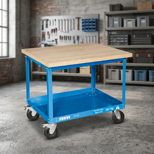FERVI Woodworking <b>Bench</b> with <b>Wooden</b> Table Top (36mm Thickness) 150kg Load Capacity 57.5kg Heavy-Duty Carrello Workstation - Product Image 3
