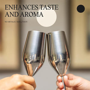 Verre à vin rouge en métal épais créatif de 180 ml pour cuisine de restaurant, verre à cocktail en cristal coloré, coupe à vin en acier inoxydable - Product Image 2