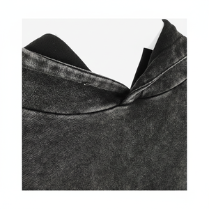 Sweat-shirt lourd personnalisé avec logo et étiquette de votre propre conception, streetwear surdimensionné, sweat-shirt vintage lavé pour hommes - Product Image 2