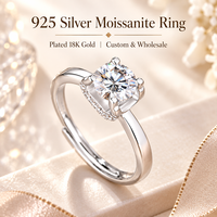 S925 Sterling Silver 2 Carat Romantique Bling Anneau Argent 925 Moissanite Bague de Fiançailles Femmes