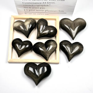 Piedra de Obsidiana Dorada en Forma de Corazón, Piedra de la Preocupación para Sanación Energética, Cristal de 60mm, Precio - Product Image 1
