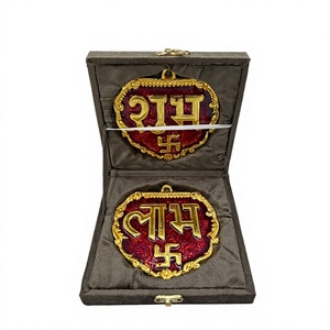 Décoration murale Shubh Labh en argent plaqué, paire Meena, boîte royale élégante - Product Image 1