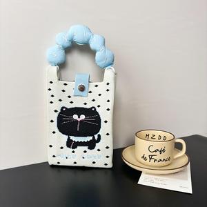 Luxe Ins Nieuwe Mobiele Telefoon Tas met Deksel Schattig Cartoon Gebreid Niche Design Trendy Schoudertas Crossbody Lente 2024 - Product Image 3