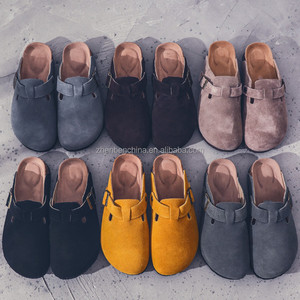 Sabots de créateur personnalisés hommes femmes pantoufles à glissière <span class=keywords><strong>sabot</strong></span> souple <span class=keywords><strong>noir</strong></span> blanc daim <span class=keywords><strong>cuir</strong></span> boucle sangle sabots en liège dames - Product Image 3