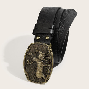 Hebillas <span class=keywords><strong>de</strong></span> Cinturón <span class=keywords><strong>de</strong></span> Metal Estilo Vaquero Occidental, <span class=keywords><strong>Cinturones</strong></span> <span class=keywords><strong>de</strong></span> <span class=keywords><strong>Cuero</strong></span> PU, Diseño Retro Tallado, Letras Personalizadas, <span class=keywords><strong>Cinturones</strong></span> para Mujer, Venta al por Mayor y al Detal - Product Image 1