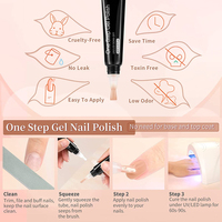 Vernis à ongles en gel en une étape, fournitures pour ongles en marque privée, stylo à vernis à ongles en gel sans base ni top coat, facile à manipuler, 3 en 1