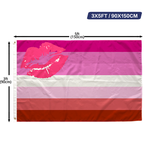 Bandera del Orgullo LGBTQ, Serie de Banderas del Orgullo, Impresión a una Cara, 3x5 pies, 90x150 cm, Bandera del Orgullo Lésbico con <span class=keywords><strong>Beso</strong></span> - Product Image 1