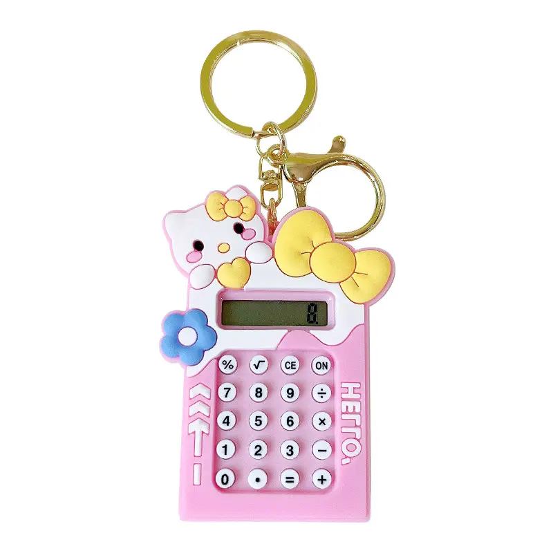 3d mini Calculadora Criativa kt gato Calculadora bolsa de estudante charme dos desenhos animados chaveiro