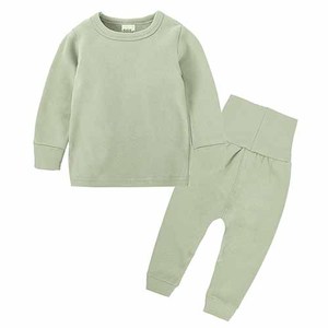 conjunto de ropa para niños 2 piezas pijamas para niños otoño invierno color puro niños pijamas de algodón - Product Image 2