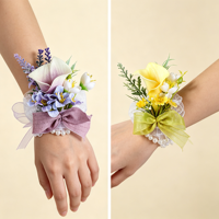 Boutonnière en ruban de satin avec fleur de lys calla violette et lavande pour le marié, le témoin, la décoration de revers de costume pour mariage et bal de promo