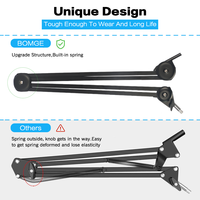 Support de microphone métallique réglable pour studio, bureau, table, diffusion en direct et enregistrement – Bras articulé pour micro