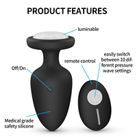 Vibrador Anal/Plug Anal de Silicona con Control Remoto Inalámbrico y Luz LED de Arcoíris, Juguete Masajeador para Masturbación Femenina y de Parejas, LEPIN
