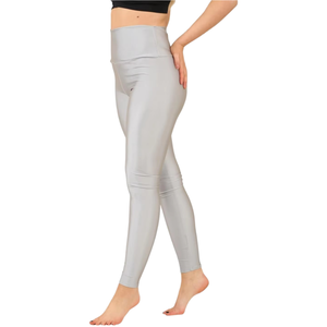 High Waist Leggings Full Length Solid Gray Stretch Breathable <b>Tummy</b> <b>Control</b> Shapewear Knitted Spandex Nylon Women's - Product Image 1