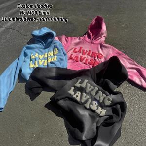 Sudaderas con Capucha Unisex de Poliéster y Algodón de Alto Gramaje, Tallas S-XL, Corte Holgado, Estilo Retro, Impresión de Letras en Espuma y Estampado Inflado, Personalizadas al por Mayor - Product Image 1