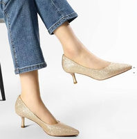 Chaussures à talons bas pointus en cuir PU de 2 pouces pour femmes, avec logo personnalisé, style usine