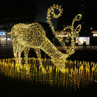 Lumières de Noël Commerciales 3D sur Cadre Métallique : Éclairage Décoratif Personnalisé Grand Format pour Rues, Motifs Animaux Cerf, Élan et Rennes