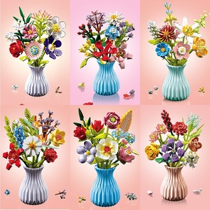 Kit de Construcción de Jarrón con Ramo de Rosas de Juguete para Manualidades, Decoración del Hogar, Flores Artificiales de Plástico, Juego de Bloques de Construcción - Product Image 3