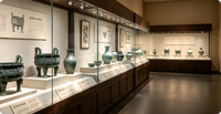 Vitrine de musée en verre trempé pour salles d'exposition, vitrine de qualité muséale pour objets d'art et culturels