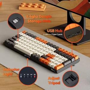 Nouveau clavier mécanique sans fil <span class=keywords><strong>RK100</strong></span>, rétroéclairage <span class=keywords><strong>RGB</strong></span>, Bluetooth 5.1/2.4G/filaire, 110 touches, taille standard, clavier de jeu à commutation à chaud, clavier multimédia - Product Image 6