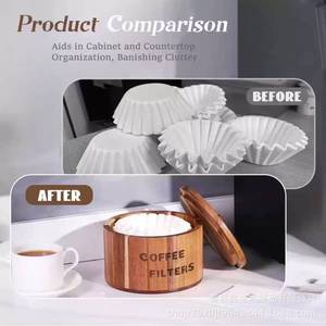 กล่องกรองกาแฟไม้พร้อมฝาปิด ภาชนะเก็บสำหรับกรองกาแฟ ใช้ในครัวเรือน - Product Image 3