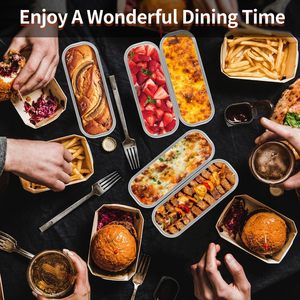 200ml 300ml Rectangular colorido Mini moldes para hornear pan reciclable desechable contenedor de pastel de papel de aluminio con cubierta de plástico - Product Image 6