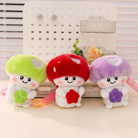 Porte-clés en peluche champignon mignon OEM/ODM - Breloque de sac en forme de champignon Kawaii coloré avec accessoire floral