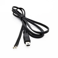 Cable USB 2.0 Mini de 1.5M Personalizado, Negro, Conector Tipo B de 5 Pines para Cámara, Mini B Macho a Extremo Abierto