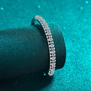 New Design 925 Sterling Silver Round Brilliant Moissanite Stone <b>Bangle</b> <b>Bracelets</b> for Gift - Product Image 5