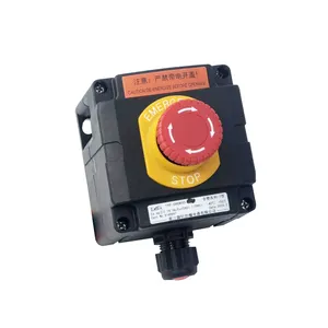CH0850B atex interrupteur d'éclairage contrôleur antidéflagrant jonction boîte électrique bouton d'arrêt d'urgence avec étiquette de couleur rouge