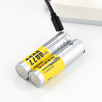 USB 18650 3.7V Baterai Isi Ulang Li-ion 2200mA dengan Kabel-2 Hitungan (Pak 1)