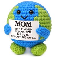 Poupée Terre Tricotée – Cadeau d'Anniversaire – Ornement de Bureau Doux et Confortable en Fil Bleu et Vert, Poupée Globe Faite au Crochet à la Main