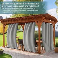 Rideau d'extérieur imperméable, rideaux occultants avec corde thermique anti-chaleur anti-UV, rideau d'extérieur gris clair