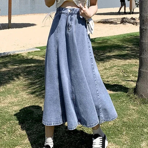 Gonne di jeans personalizzate all'ingrosso <span class=keywords><strong>gonna</strong></span> lunga in <span class=keywords><strong>Denim</strong></span> lunga <span class=keywords><strong>Midi</strong></span> gonne lunghe in jeans per le donne - Product Image 4