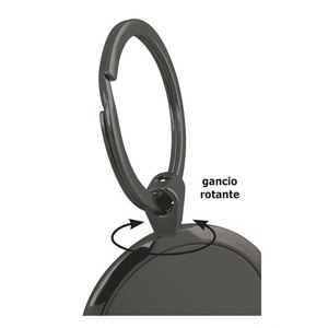 Porte-clés rond en cuir bruni D=35 mm en alliage et métal avec motif numérique et circulaire - Product Image 2