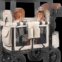 Poussette double pour bébés jumeaux en acier à haute teneur en carbone, avec fonction push-pull bidirectionnelle, inclinable et transformable en lit de camping, Guangdong Double Span