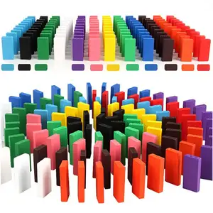 New 100 PCS Wooden Rainbow Domino Building Blocks Toys For Children Dominoes Games Early Educational Bright Toy Gifts