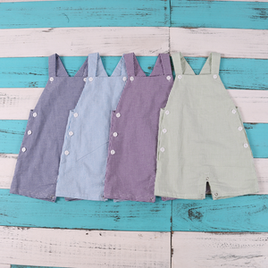 Venta al por mayor bebé niño verano Seersucker Jonjon mameluco personalizado nombre bordado Niño pequeño sin mangas Shortall niño ropa <span class=keywords><strong>2025</strong></span> - Product Image 3