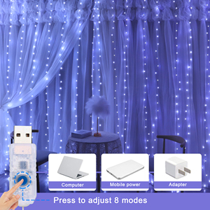Đèn LED Thần Tiên 3M Đèn Treo Rèm Hoa Led Vòng Hoa Đèn Dây Rèm USB Điều Khiển Từ Xa Trang Trí Giáng Sinh Cho Gia Đình - Product Image 3
