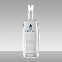 Étiquettes métalliques en étain sur mesure de qualité supérieure 750 ml 700 ml pour liqueur, rhum, whisky, vodka, gin, spiritueux, verre blanc cristallin